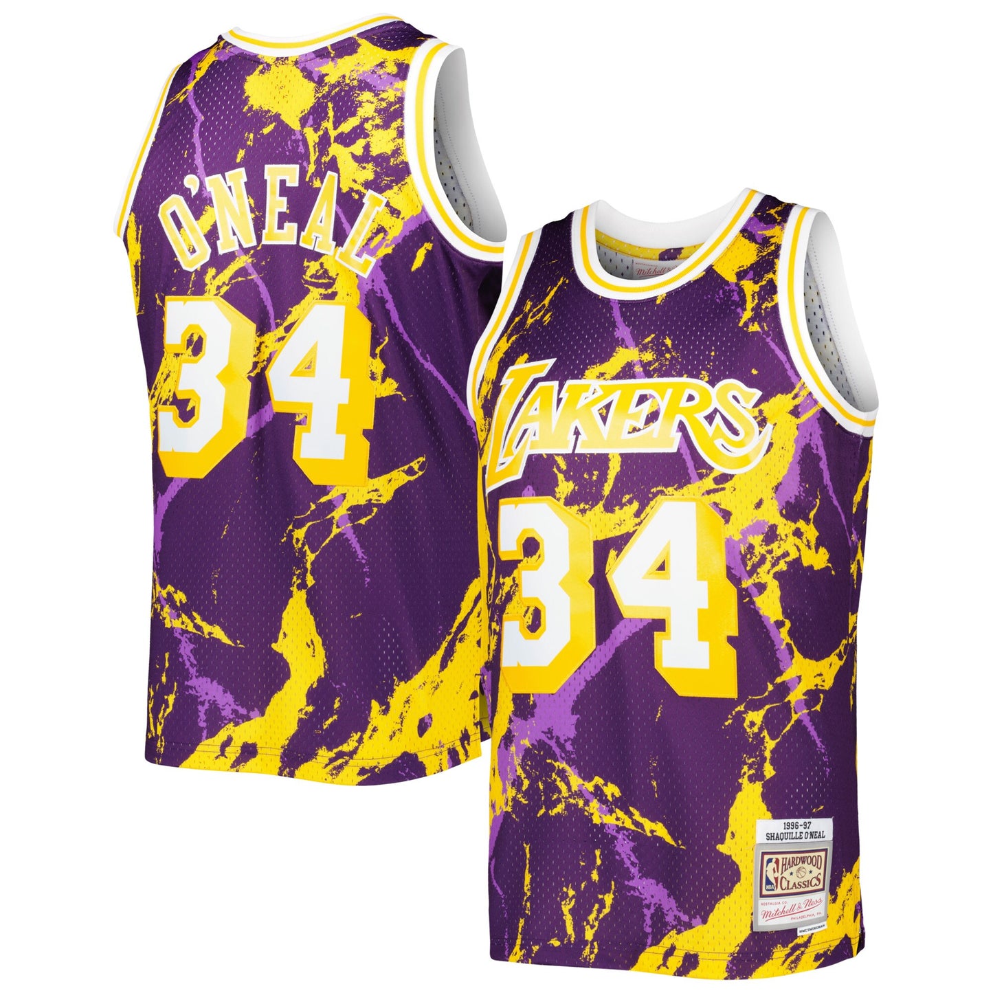 Shaquille O'Neal Los Angeles Lakers Mitchell & Ness 1996/97 Hardwood Classics Marble Swingman Jersey - Purple